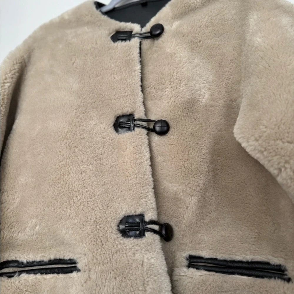 Mango Tan Shearling Jacket Cozy and Stylish - Picture 8 of 10